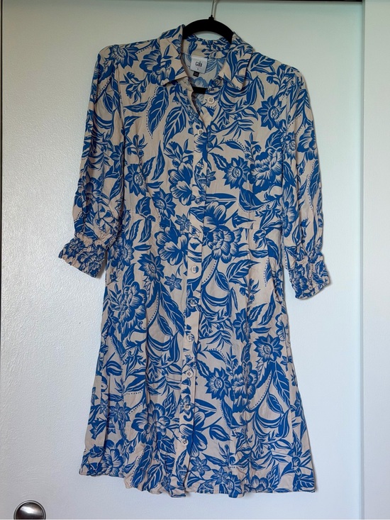 CAbi Dresses & Skirts - CABI Athena Dress Blue Floral Button Front Shirt Dress in Size S